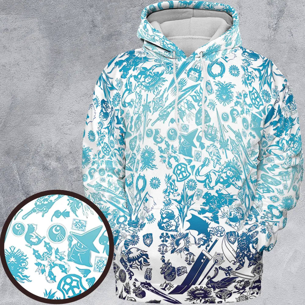 Blue Moggle Final Fantasy All-over Print Hoodie - 2