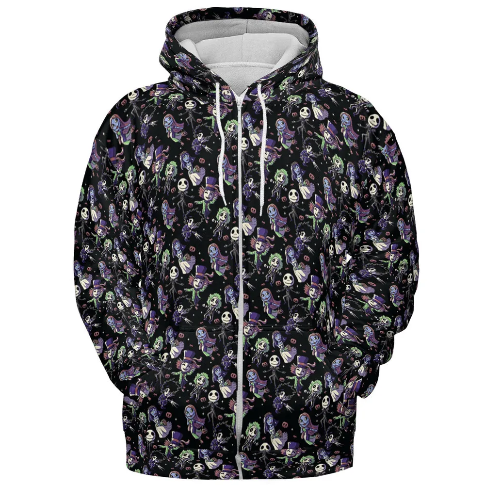 Buttons Characters Pattern All-over Print Hoodie - 4