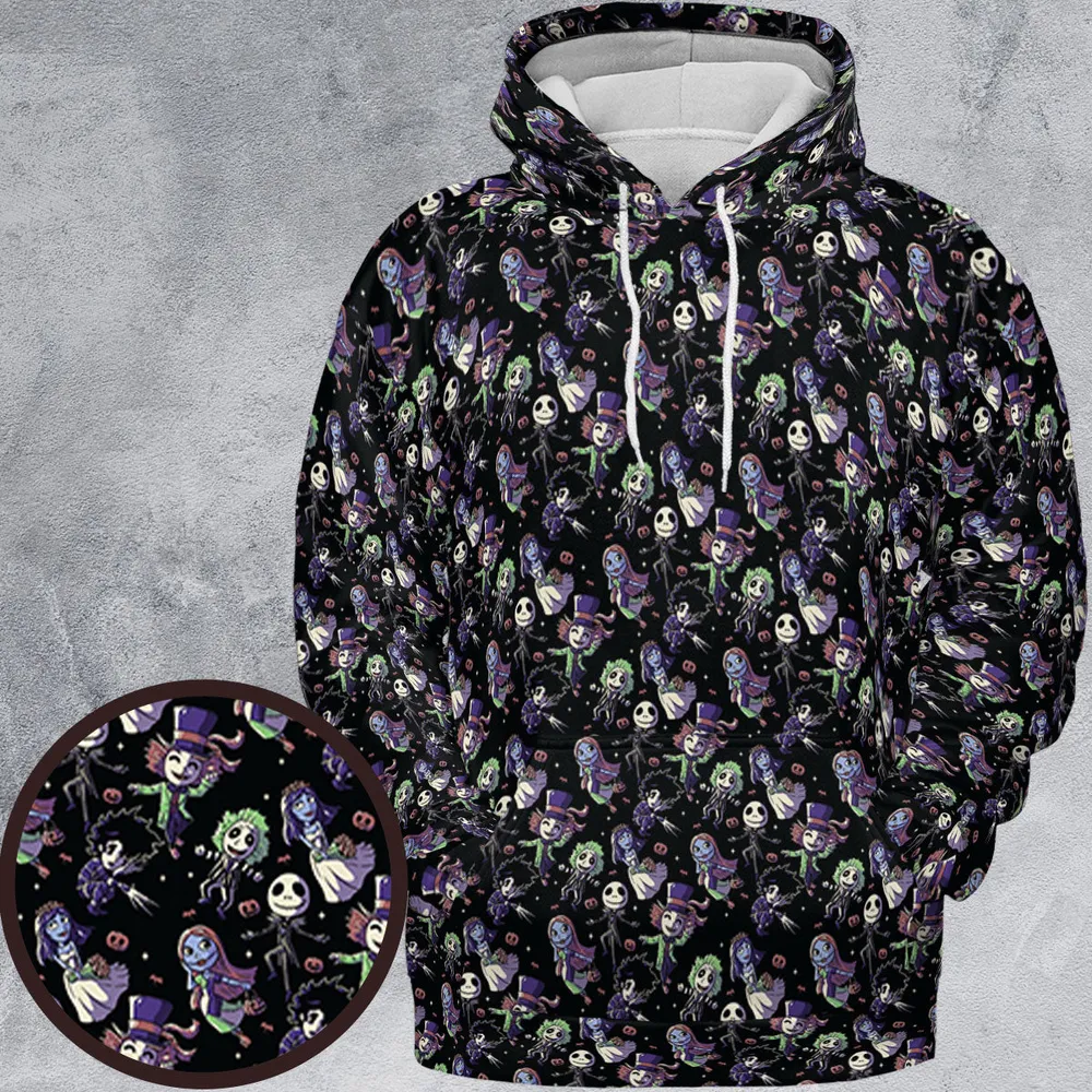 Buttons Characters Pattern All-over Print Hoodie - 2
