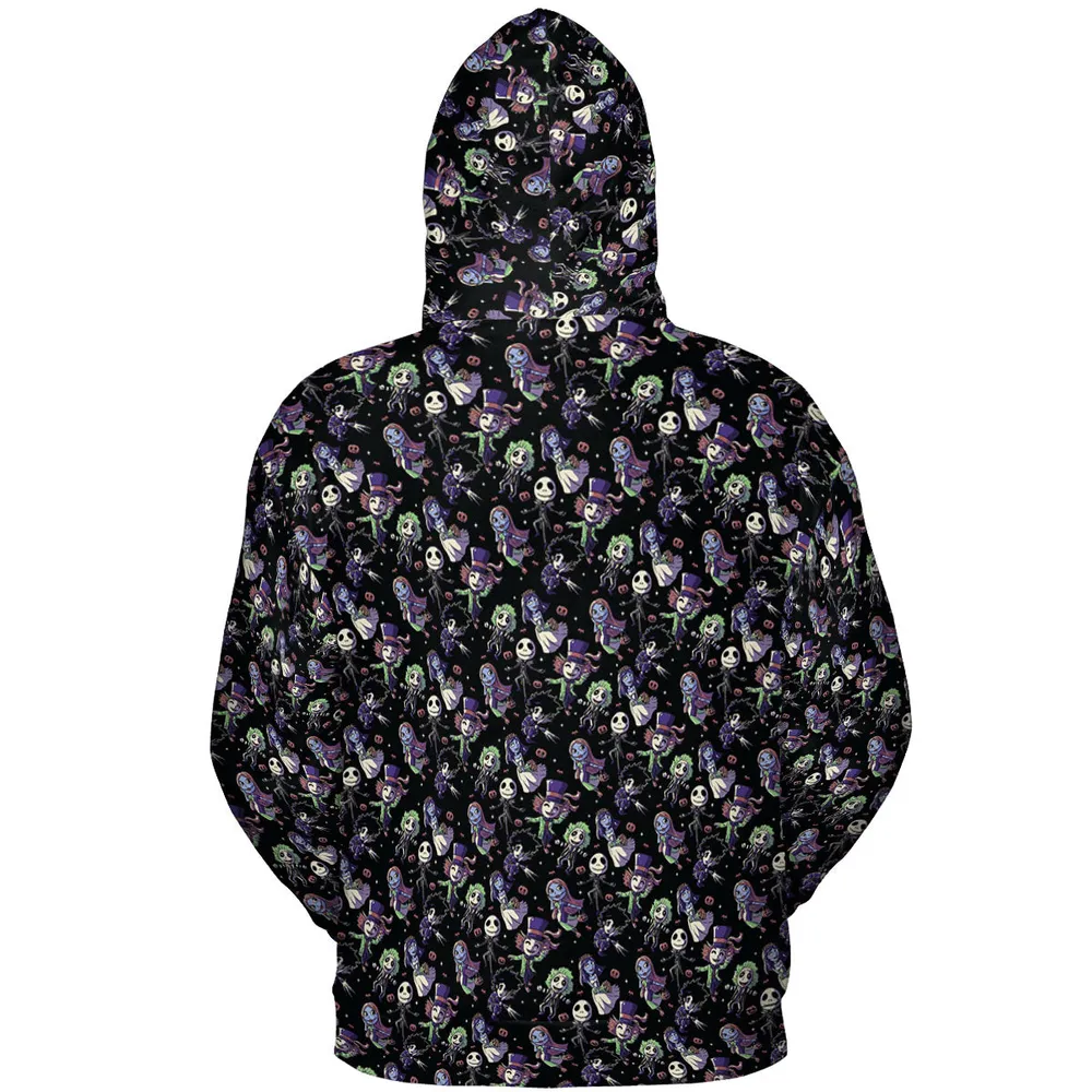 Buttons Characters Pattern All-over Print Hoodie - 5