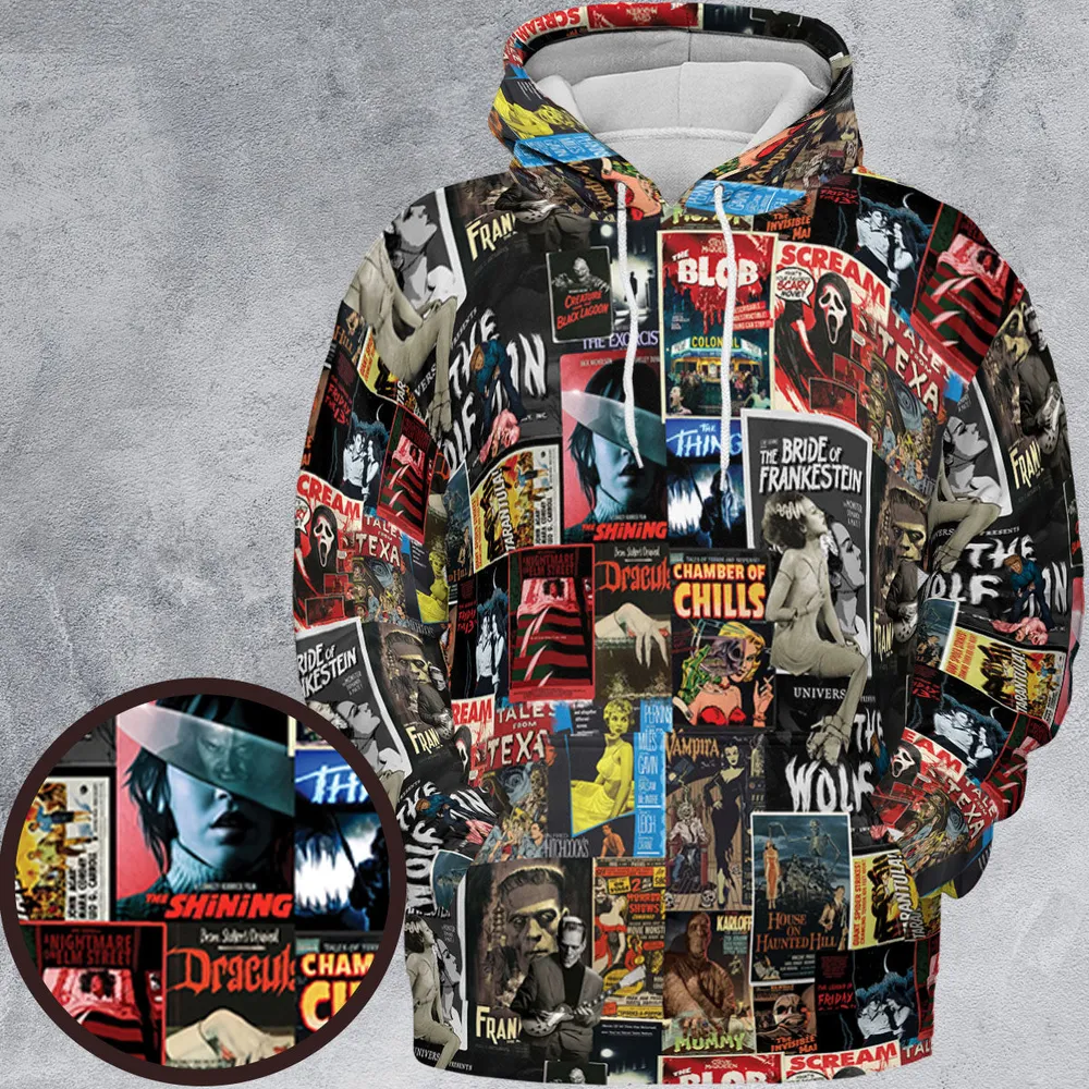 Classic Horror Movie Posters Monster Universal Scream Ghostface The Thing All-over Print Hoodie - 2