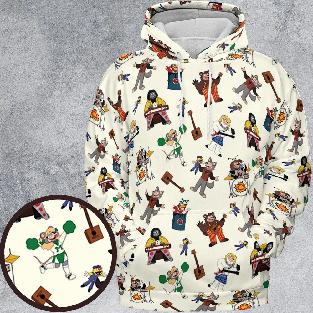 The Rock-afire Explosion Pattern All-over Print Hoodie - 2