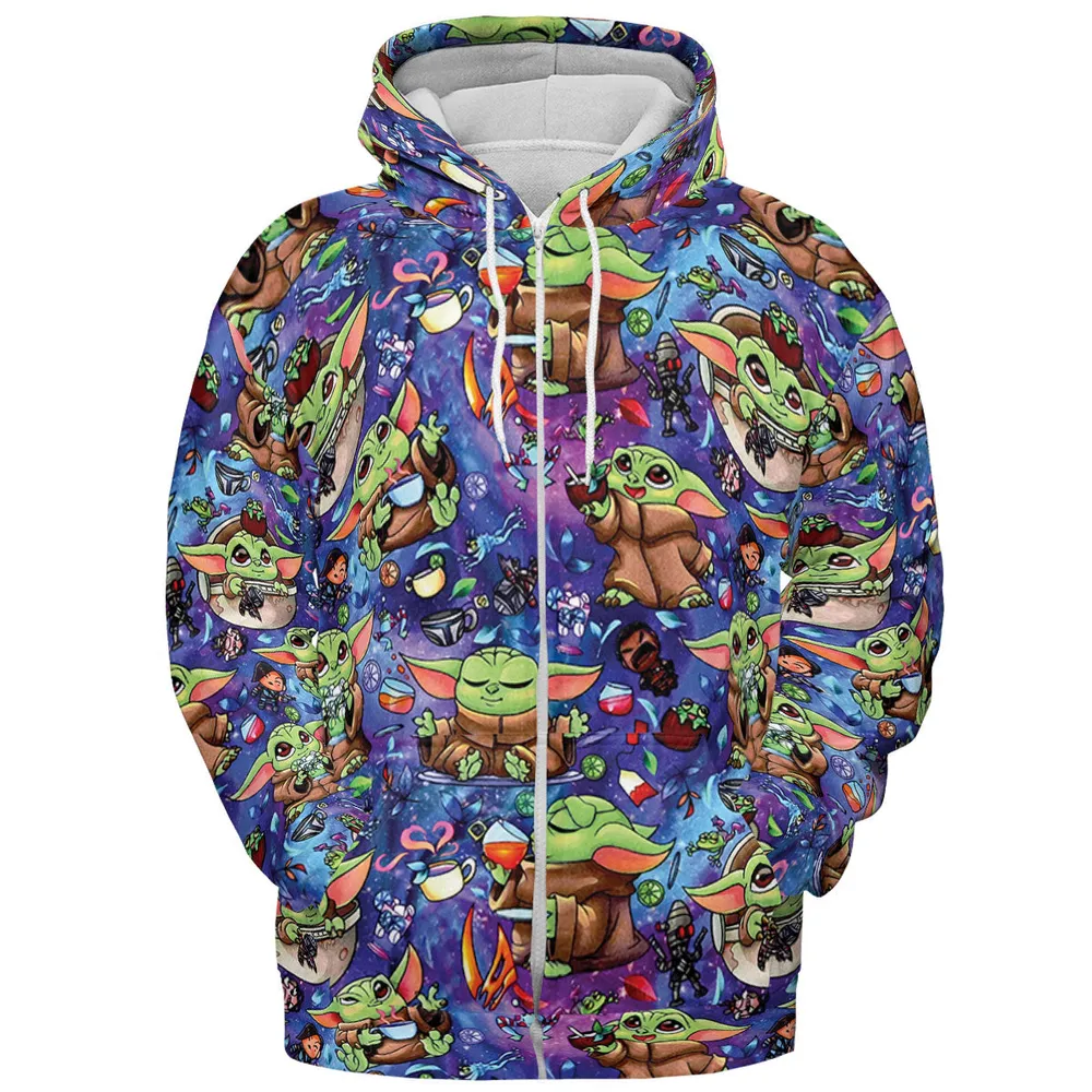 Baby Yoda In the Galaxy All-over Print Hoodie - 4