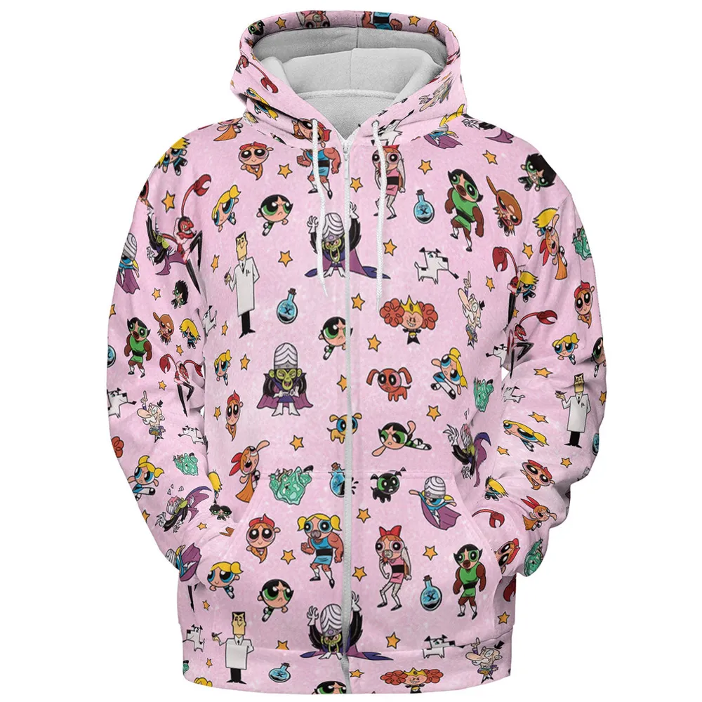 Power Puff Girls Characters Pattern All-over Print Hoodie - 4