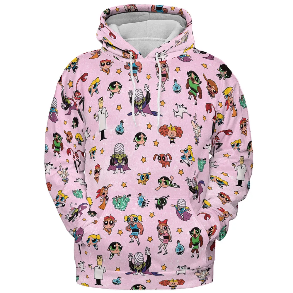 Power Puff Girls Characters Pattern All-over Print Hoodie - 3