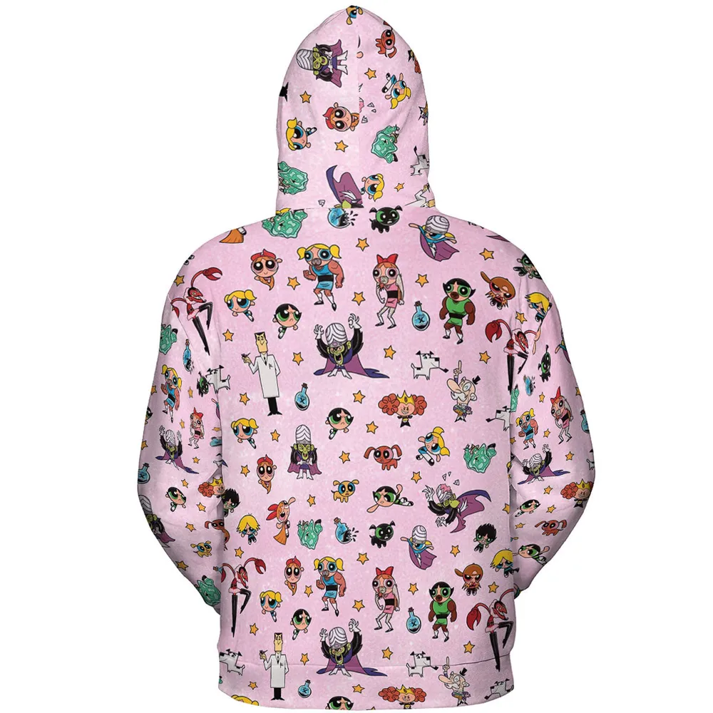 Power Puff Girls Characters Pattern All-over Print Hoodie - 5