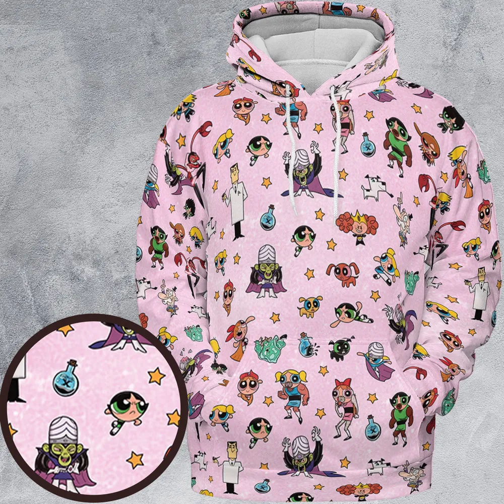 Power Puff Girls Characters Pattern All-over Print Hoodie - 2