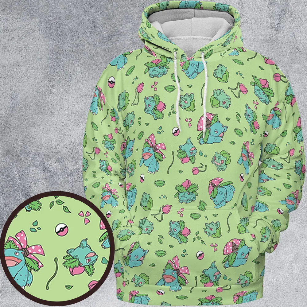 Venusaur Ivysaur and Bulbasaur Pokemon All-over Print Hoodie - 2