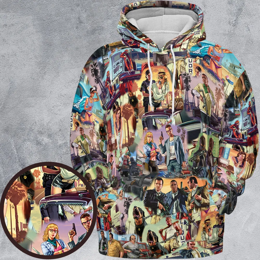 GTA Grand Theft Auto Scenes All-over Print Hoodie - 2