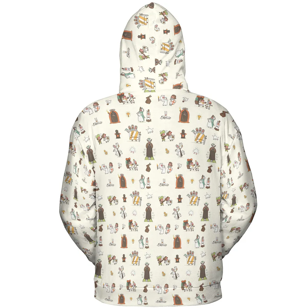 The Holy Grail Pattern Monty Python Button Down All-over Print Hoodie - 5