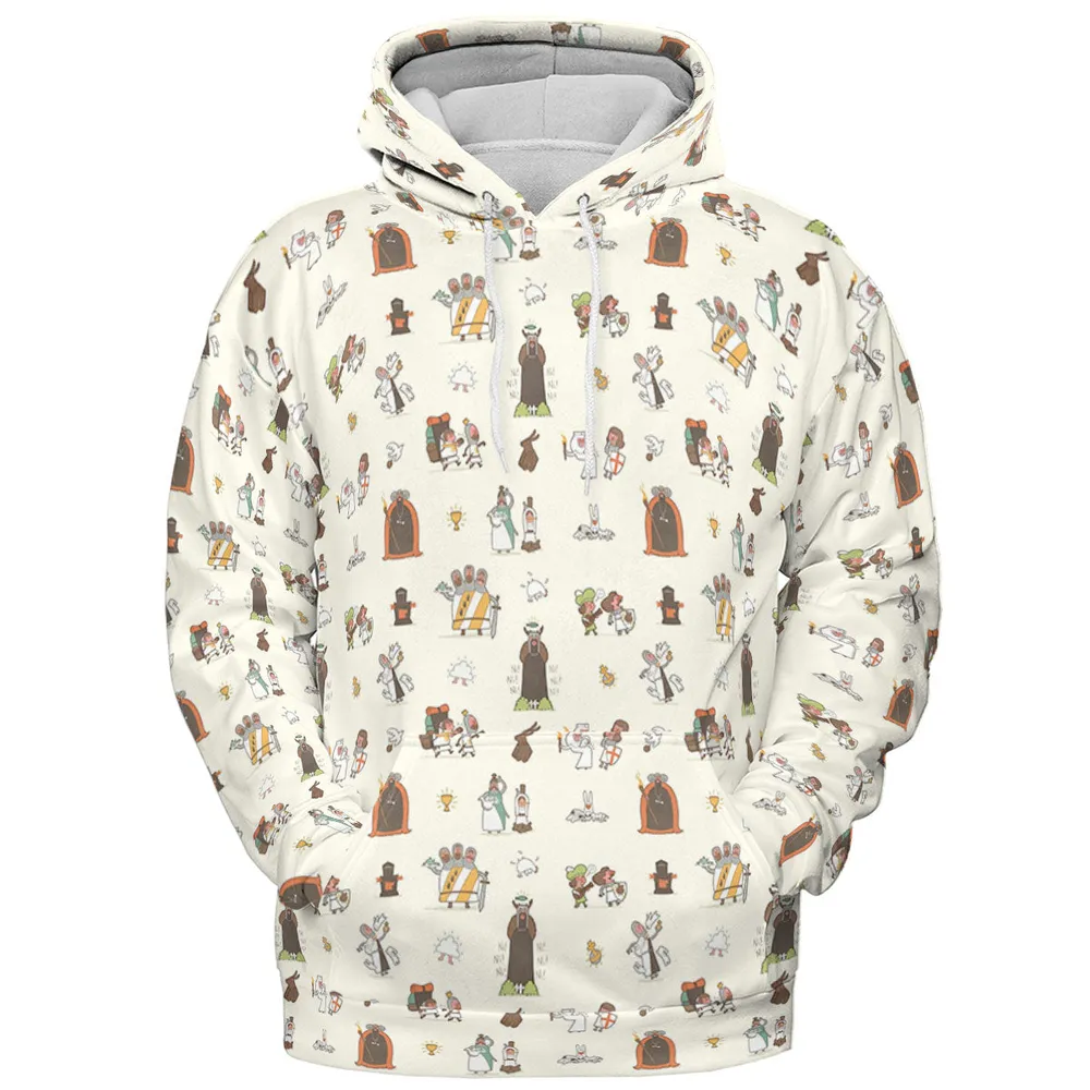 The Holy Grail Pattern Monty Python Button Down All-over Print Hoodie - 3