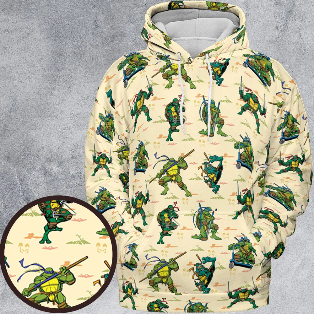 TMNT Characters Weapon Pattern All-over Print Hoodie - 2