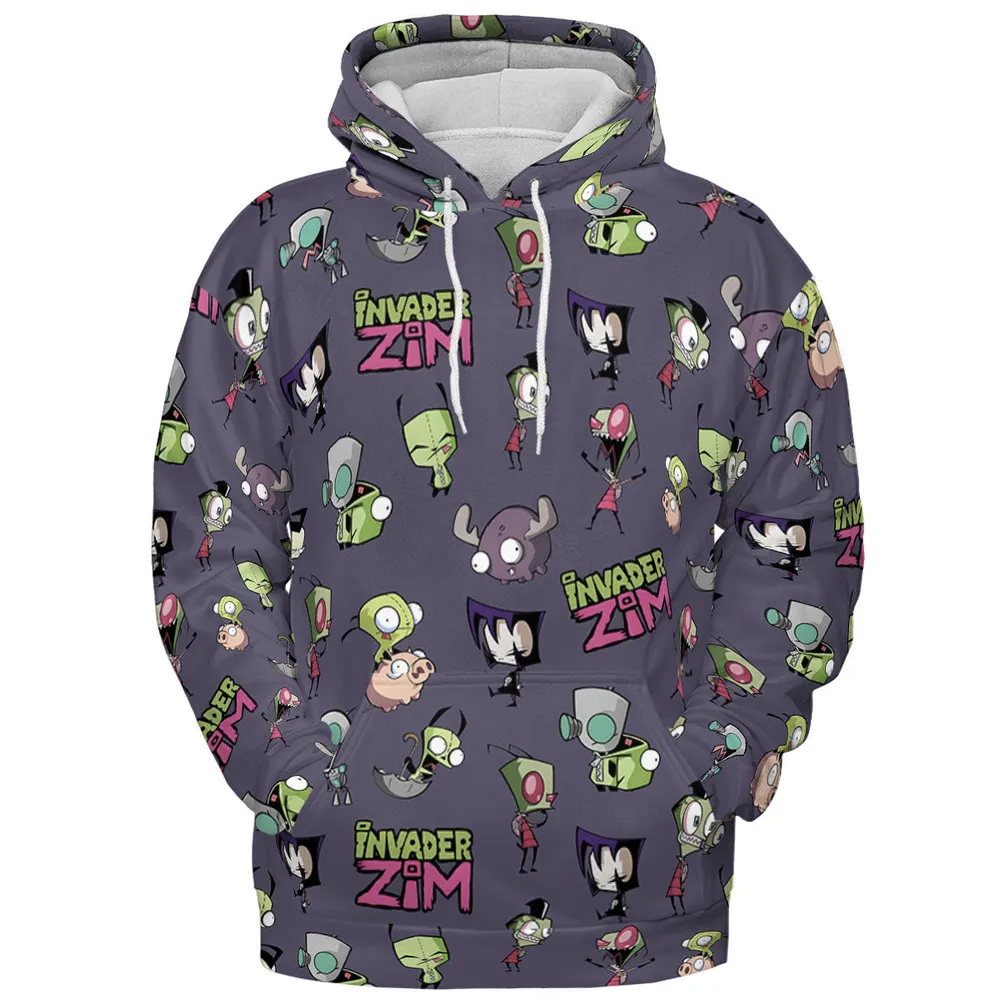 Invader Zim Pattern All-over Print Hoodie - 3