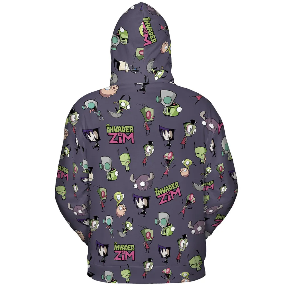 Invader Zim Pattern All-over Print Hoodie - 5