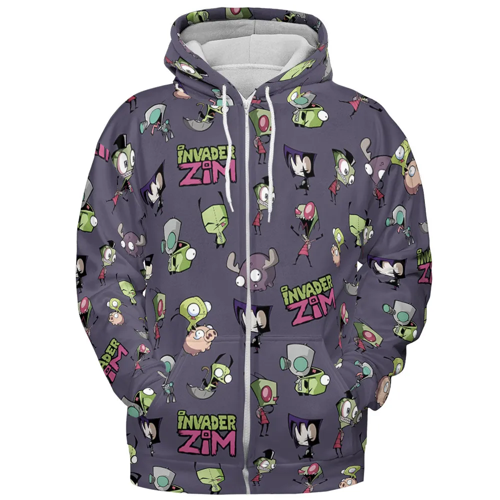 Invader Zim Pattern All-over Print Hoodie - 4