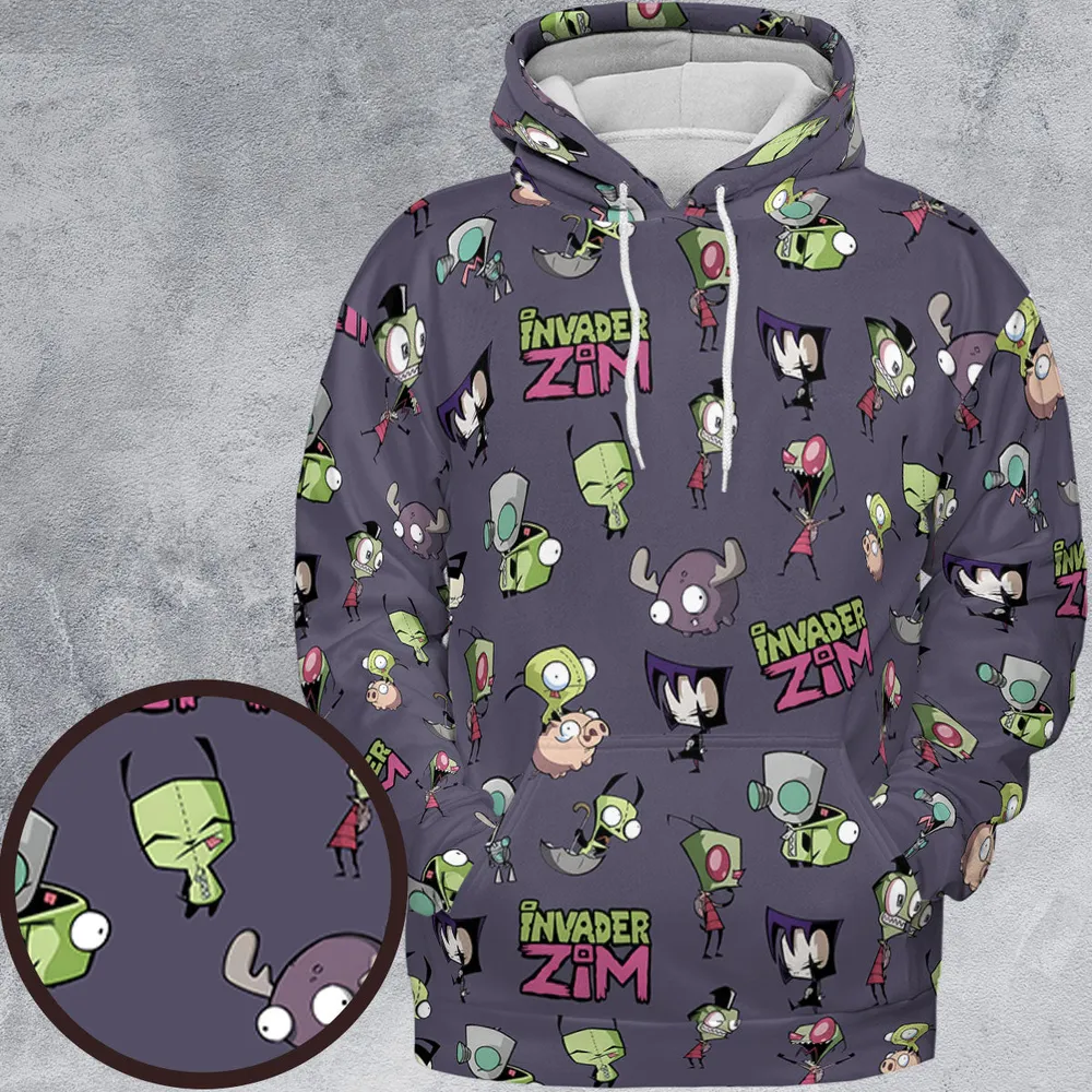 Invader Zim Pattern All-over Print Hoodie - 2