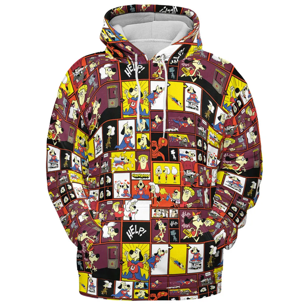 Underdog Cartoon Pattern All-over Print Hoodie - 3