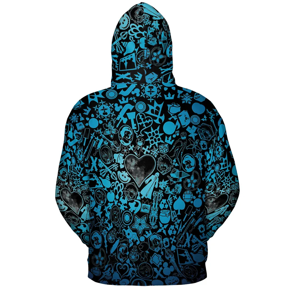 Blue Key Heart Kingdom Hearts All-over Print Hoodie - 5