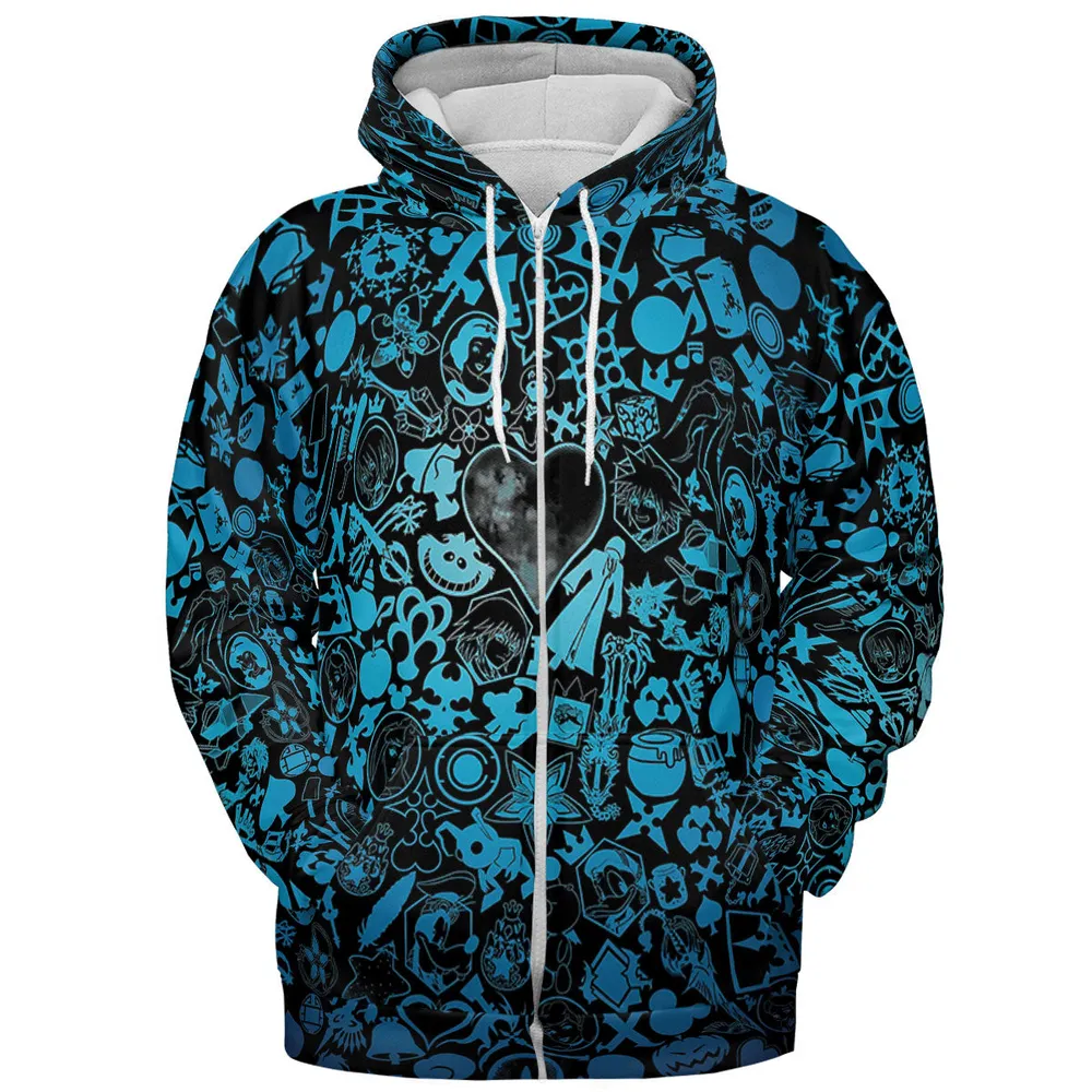 Blue Key Heart Kingdom Hearts All-over Print Hoodie - 4