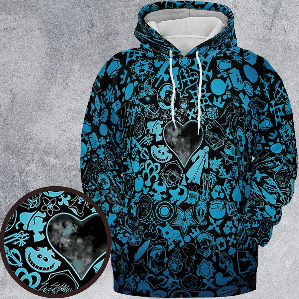 Blue Key Heart Kingdom Hearts All-over Print Hoodie - 2