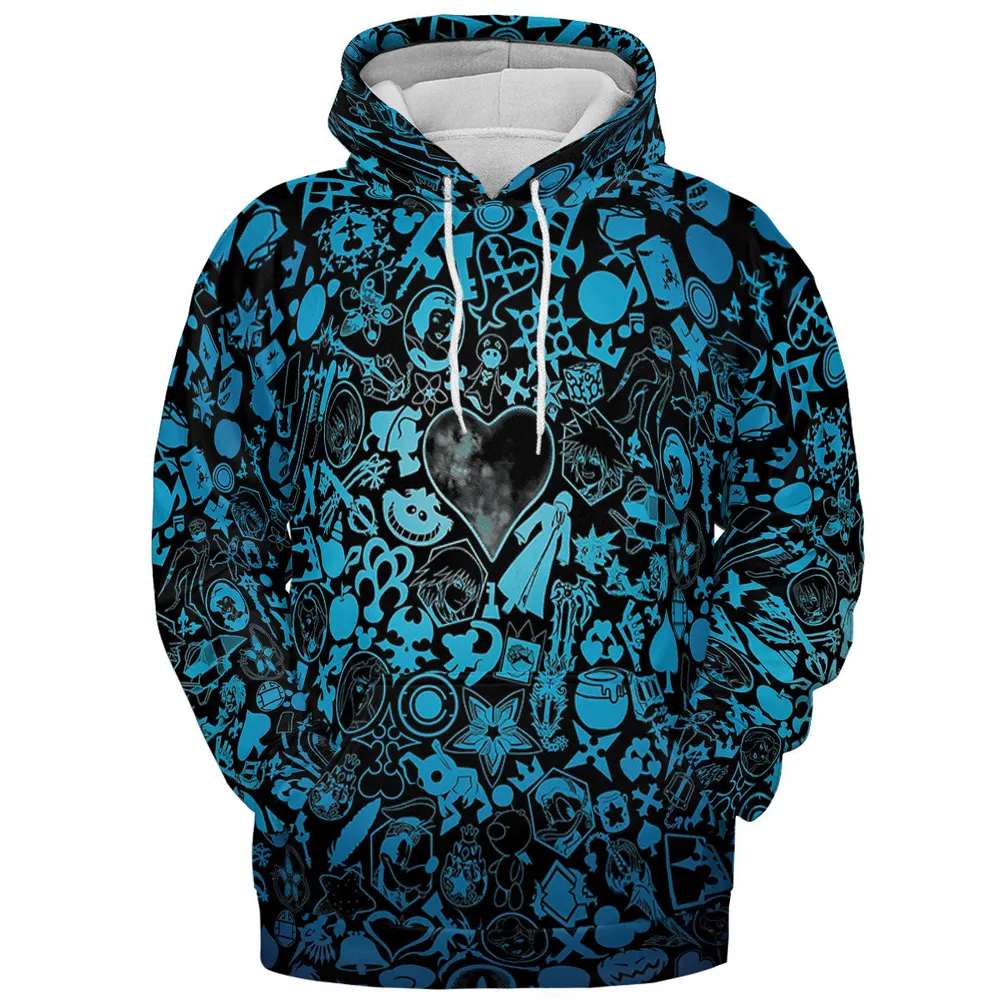 Blue Key Heart Kingdom Hearts All-over Print Hoodie - 3