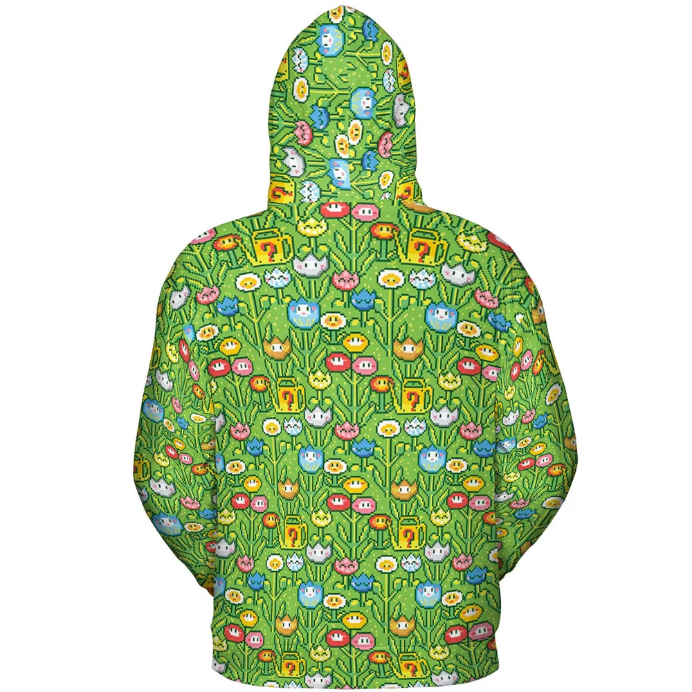 8bit Flower Garden Super Mario Pattern All-over Print Hoodie - 5