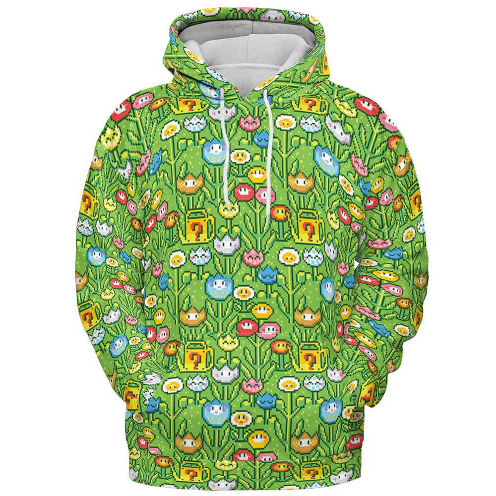 8bit Flower Garden Super Mario Pattern All-over Print Hoodie - 3