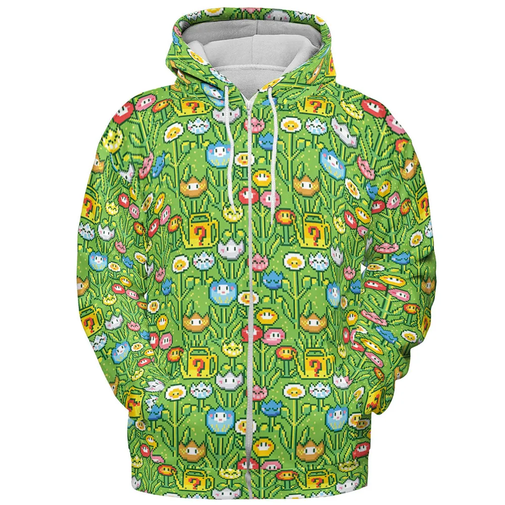 8bit Flower Garden Super Mario Pattern All-over Print Hoodie - 4