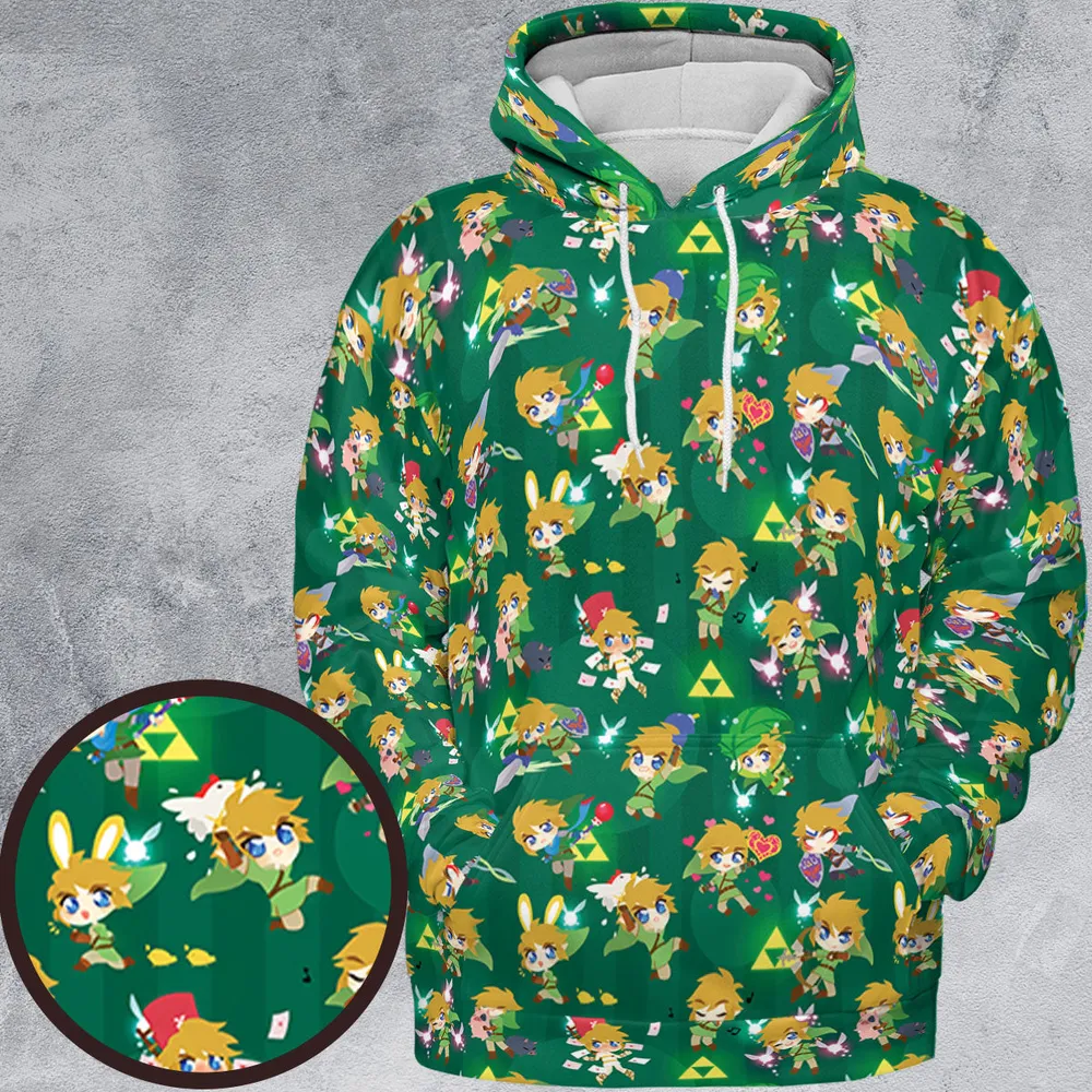 Cute Link Posing The Legend Of Zelda All-over Print Hoodie - 2
