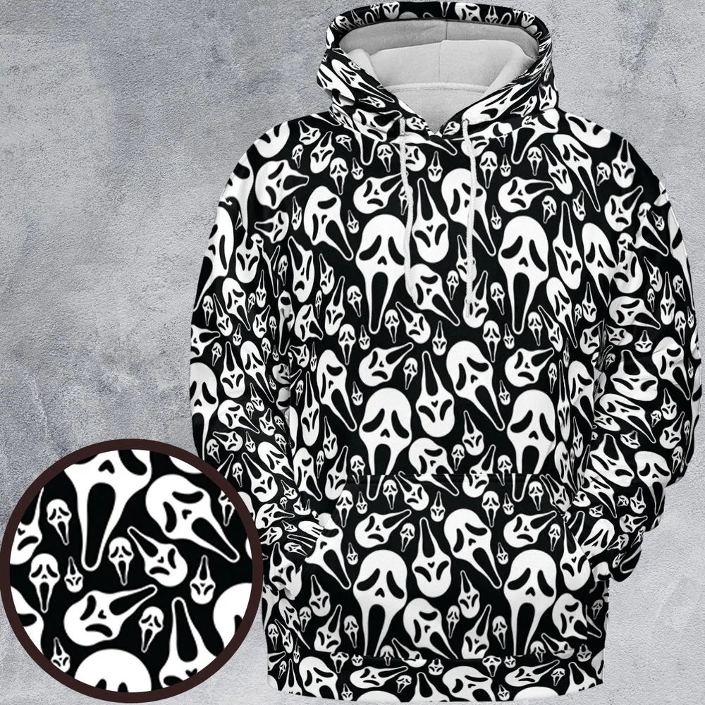 Ghostface Horror Movie Pattern Halloween All-over Print Hoodie - 2