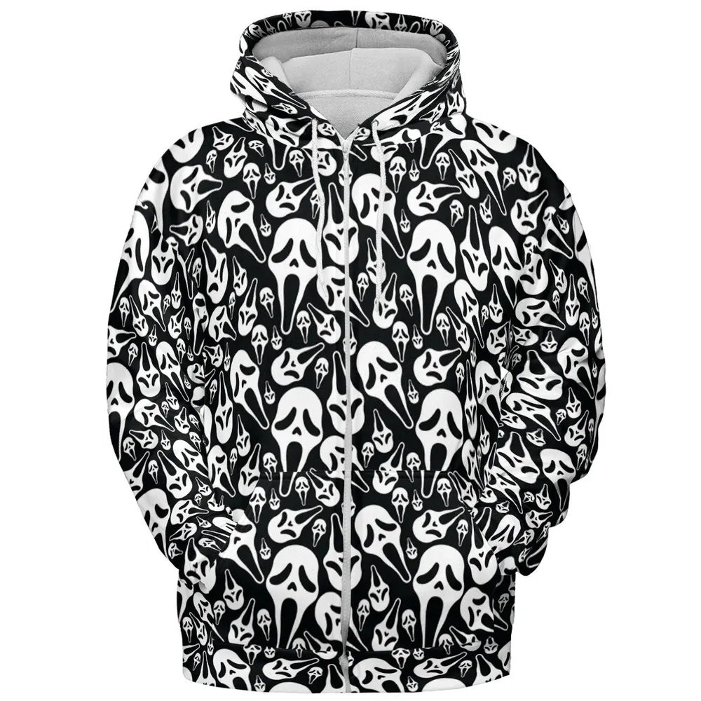 Ghostface Horror Movie Pattern Halloween All-over Print Hoodie - 4