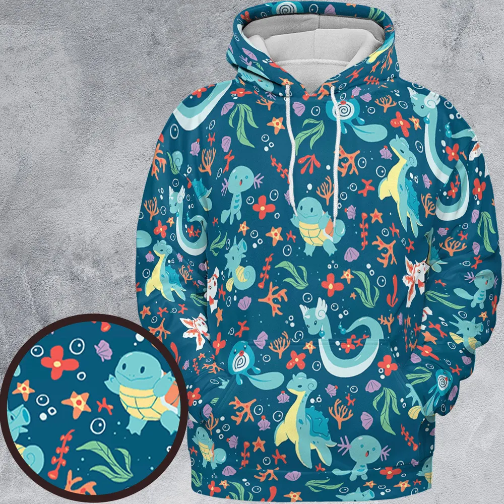 Water Pokemon Pattern All-over Print Hoodie - 2