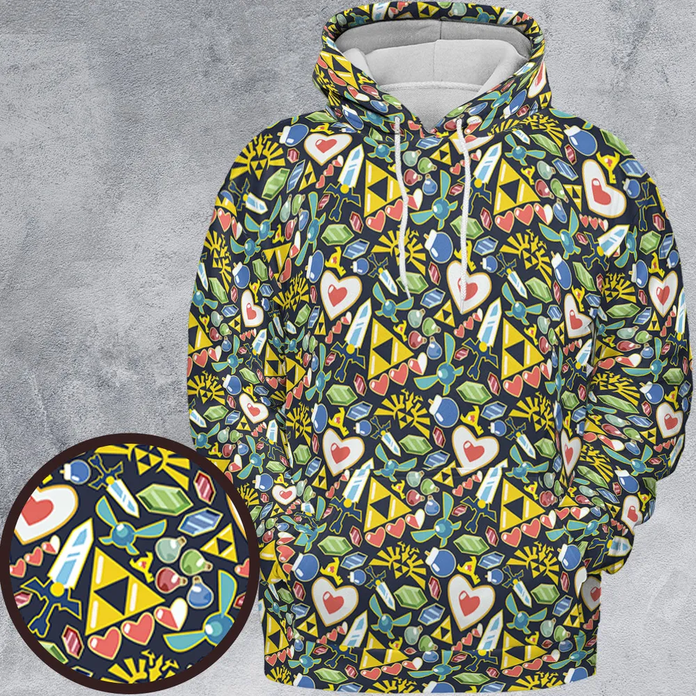 Zelda Theme Items All-over Print Hoodie - 2