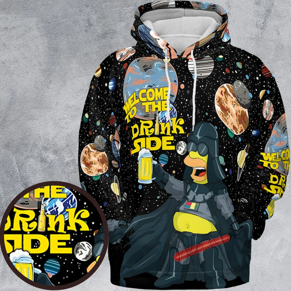 Simpson Darth Vader Welcome To The Drink Side All-over Print Hoodie - 2