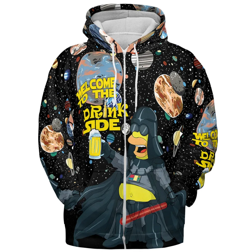Simpson Darth Vader Welcome To The Drink Side All-over Print Hoodie - 4