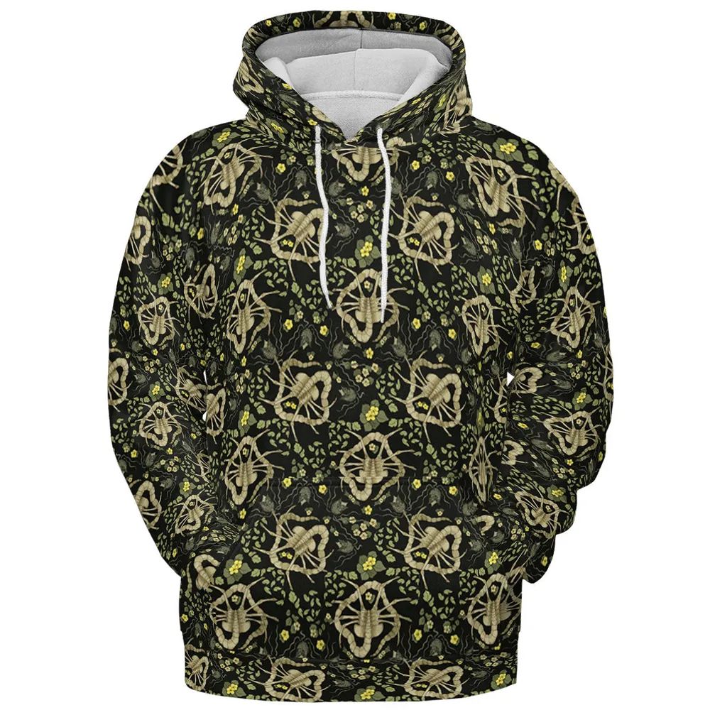 Facehugger Flower Pattern Alien All-over Print Hoodie - 3