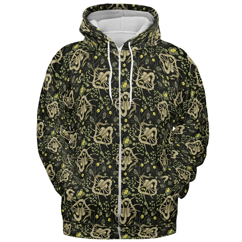 Facehugger Flower Pattern Alien All-over Print Hoodie - 4