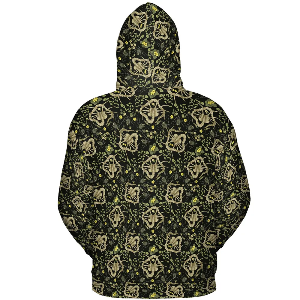 Facehugger Flower Pattern Alien All-over Print Hoodie - 5