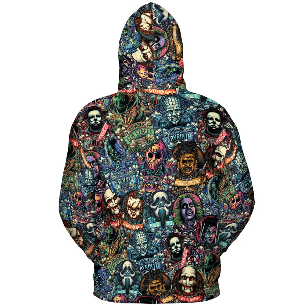 Horror Movie Characters Pattern All-over Print Hoodie - 5