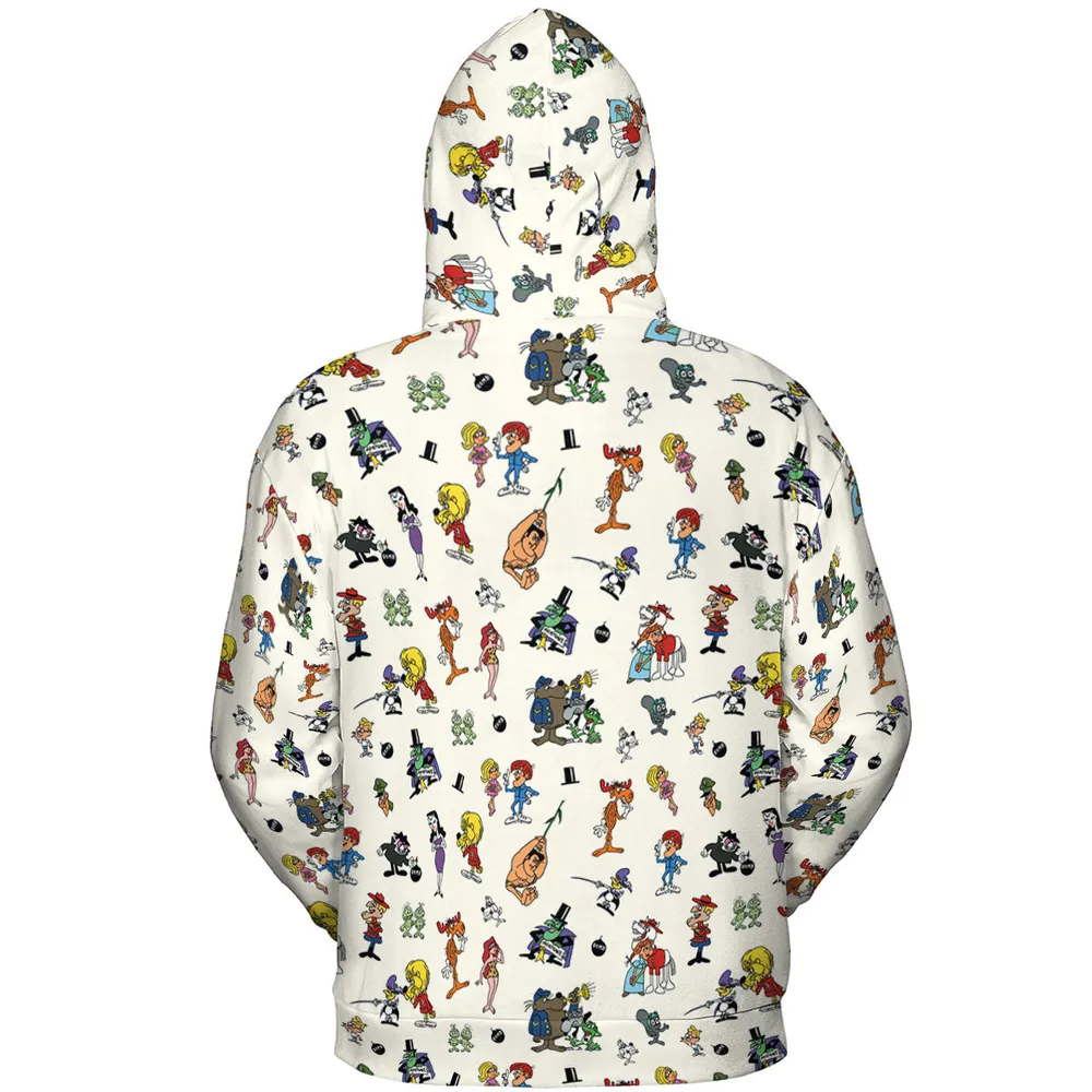 The Adventures of Rocky and Bullwinkle and Friends Characters Pattern All-over Print Hoodie - 5