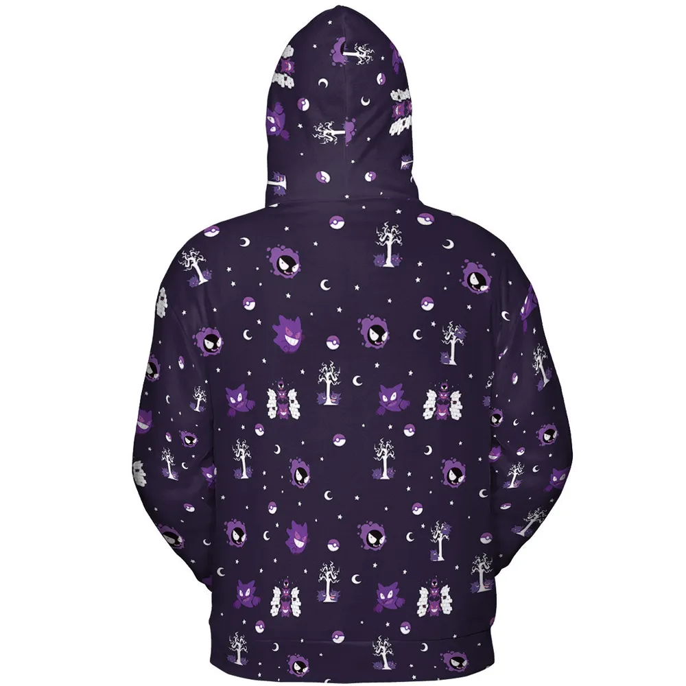 Gengar Pokemon Pattern All-over Print Hoodie - 5