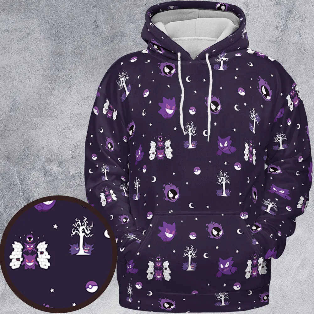 Gengar Pokemon Pattern All-over Print Hoodie - 2
