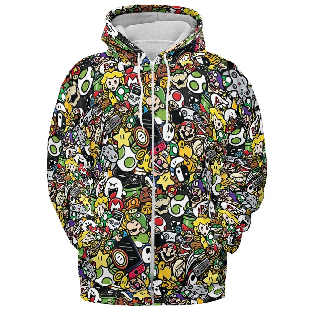 Super Mario Characters All In One Pattern All-over Print Hoodie - 4