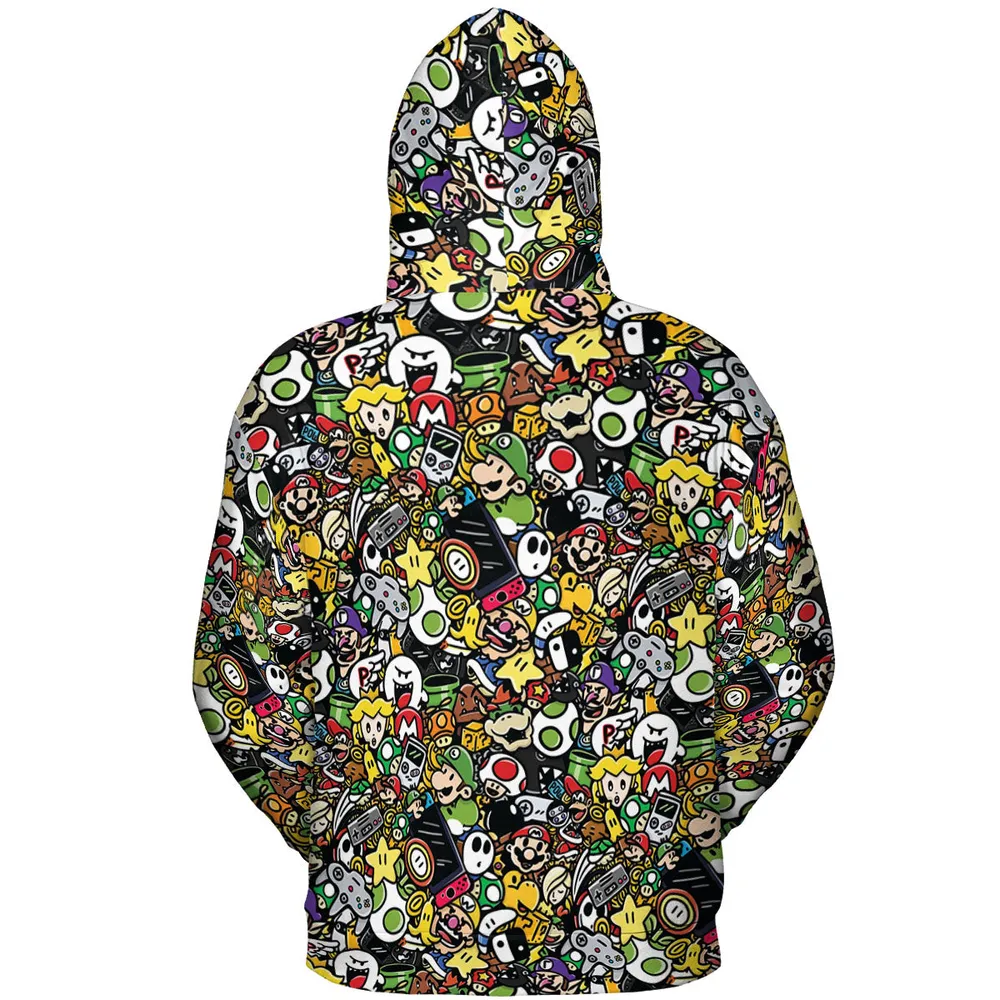 Super Mario Characters All In One Pattern All-over Print Hoodie - 5