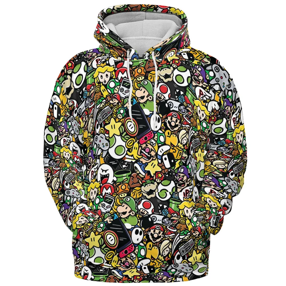 Super Mario Characters All In One Pattern All-over Print Hoodie - 3