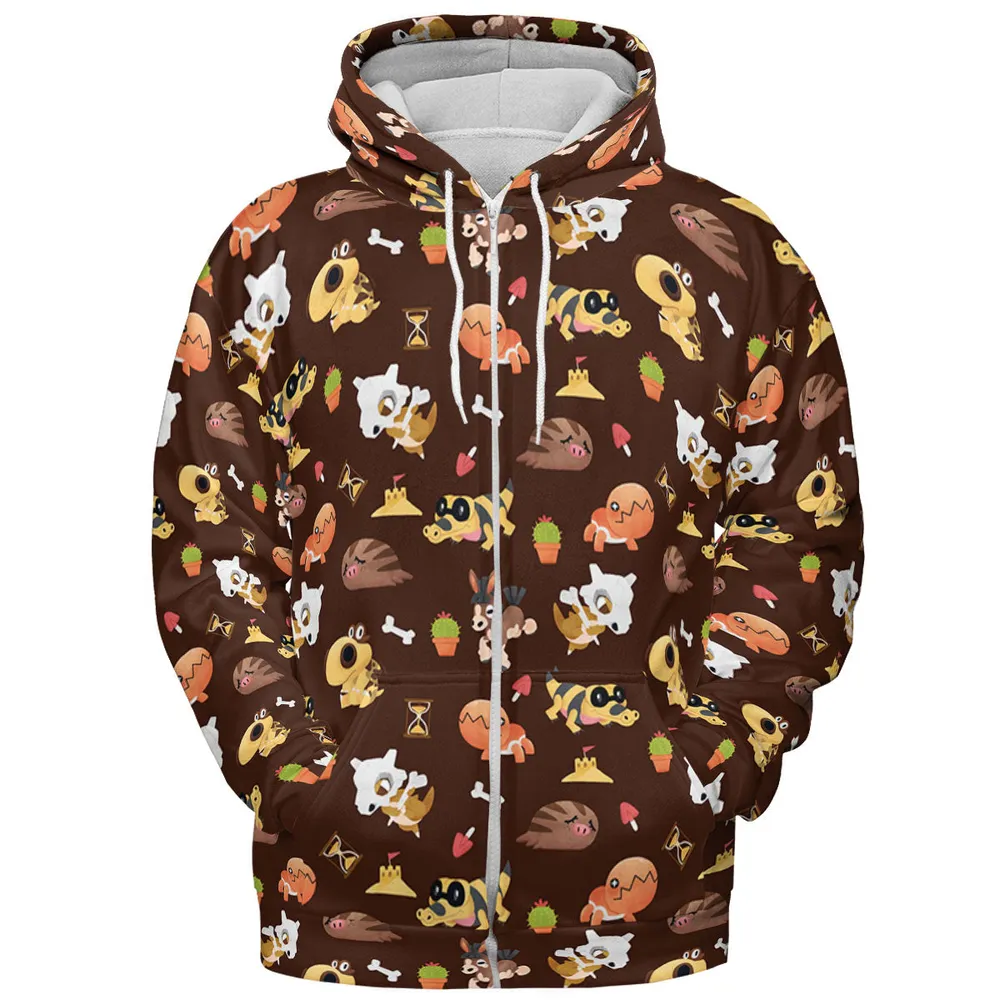 Ground Type Pokemon Pattern All-over Print Hoodie - 4