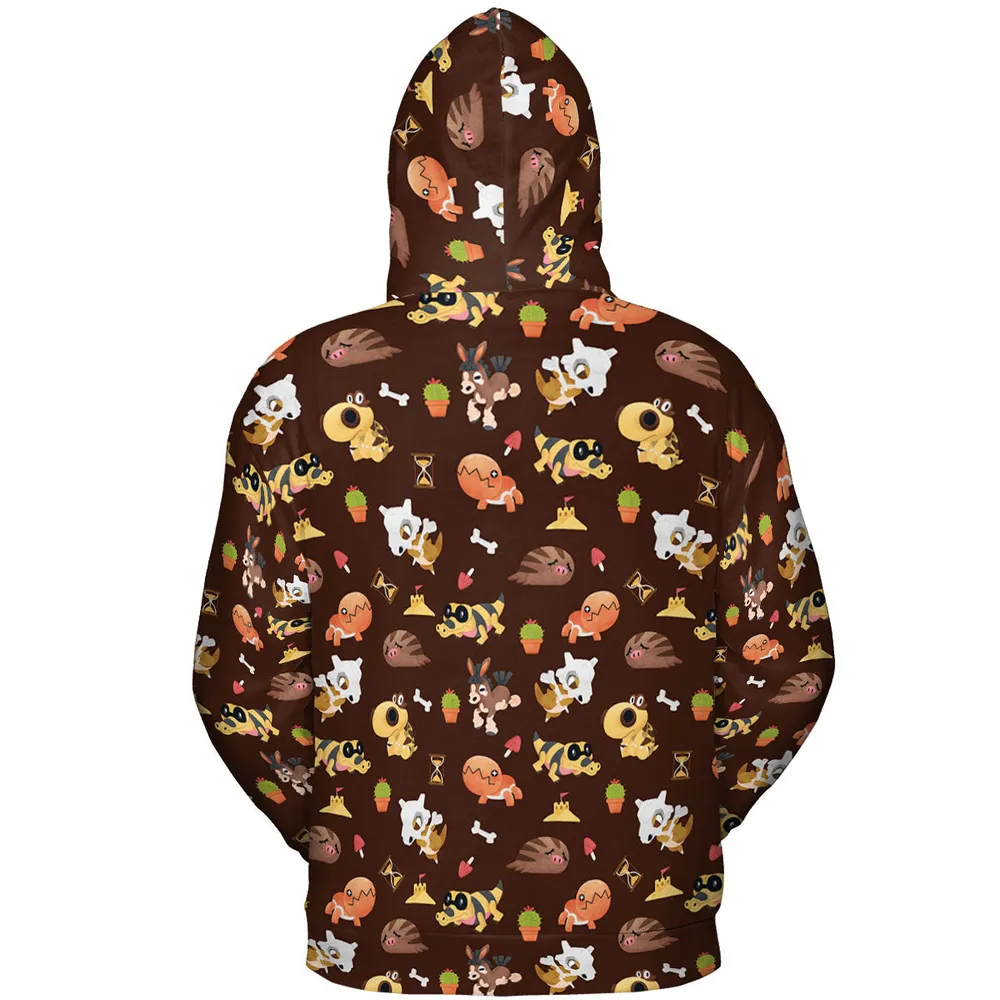Ground Type Pokemon Pattern All-over Print Hoodie - 5