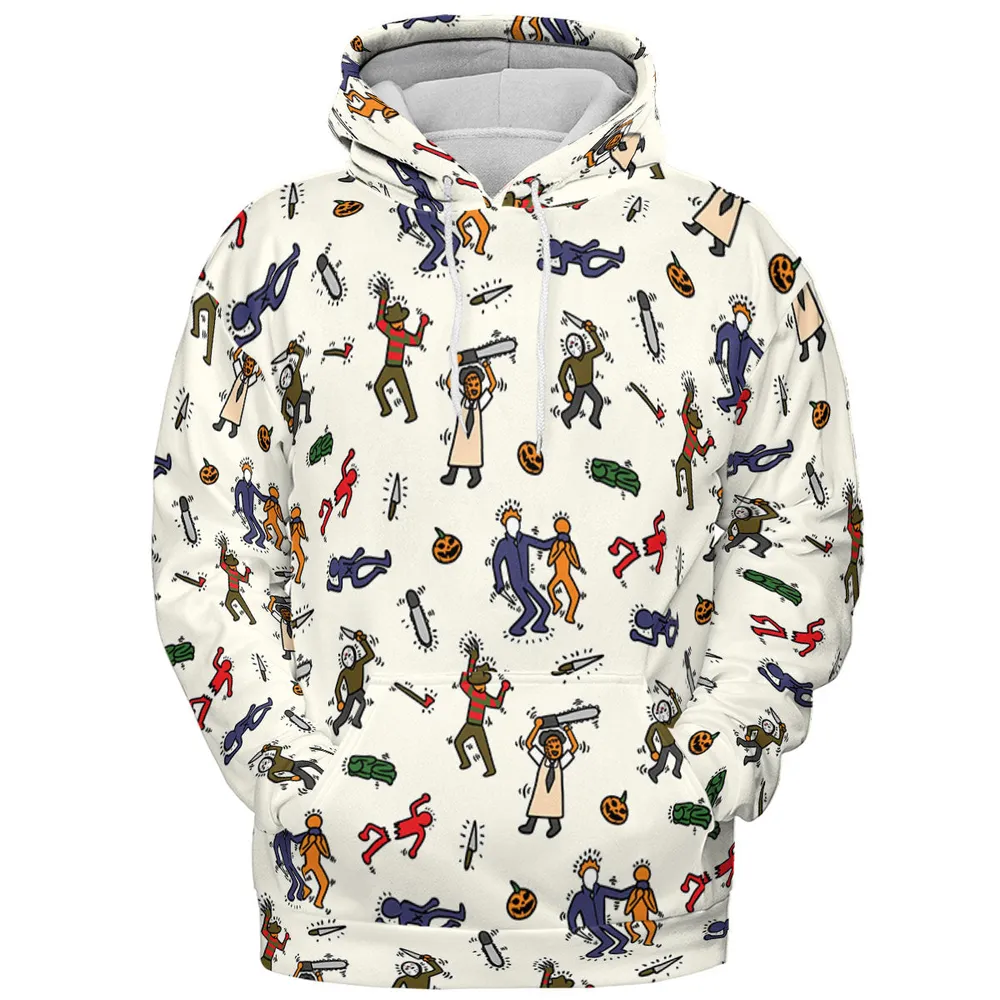 Horror Movie Pop Characters Pattern All-over Print Hoodie - 3
