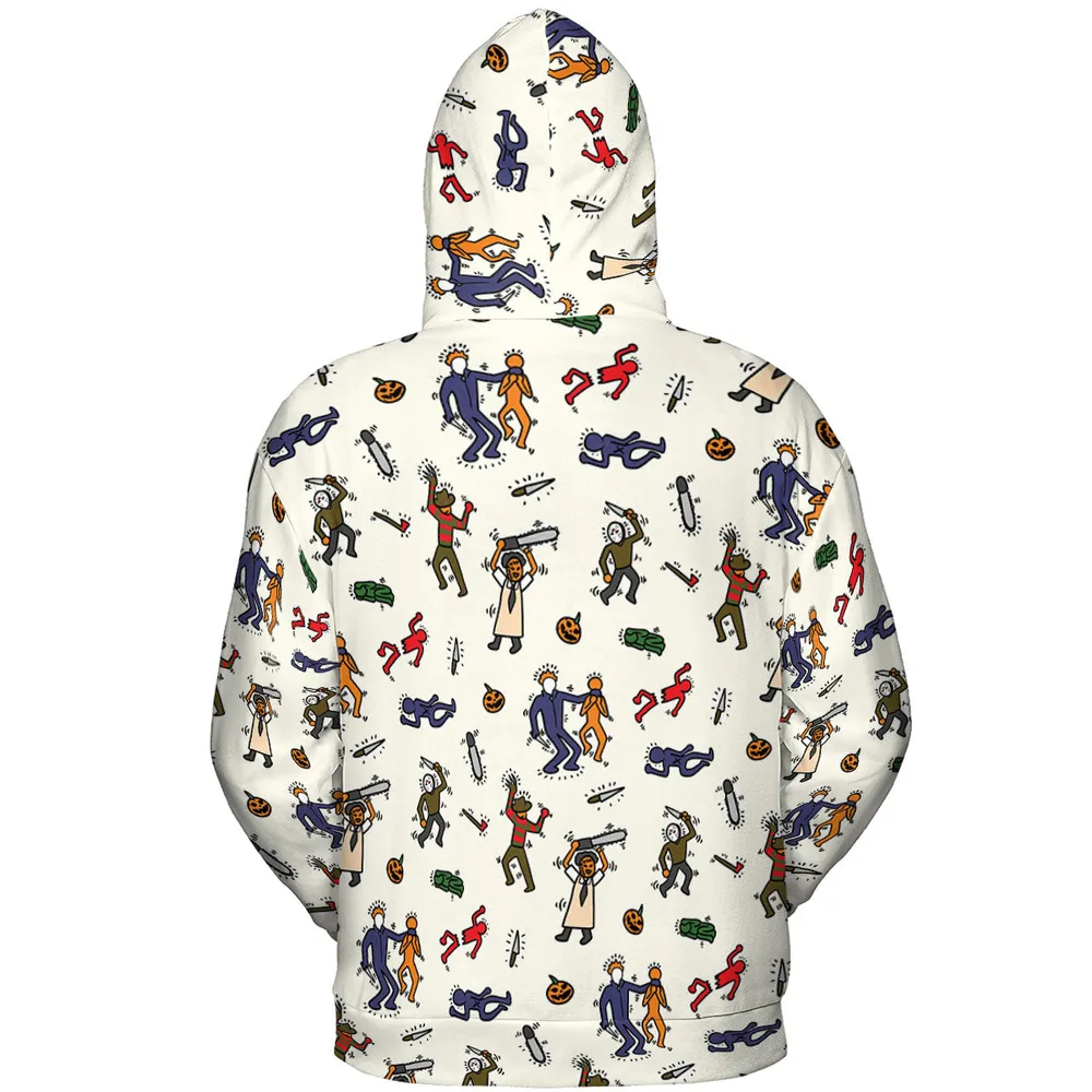 Horror Movie Pop Characters Pattern All-over Print Hoodie - 5