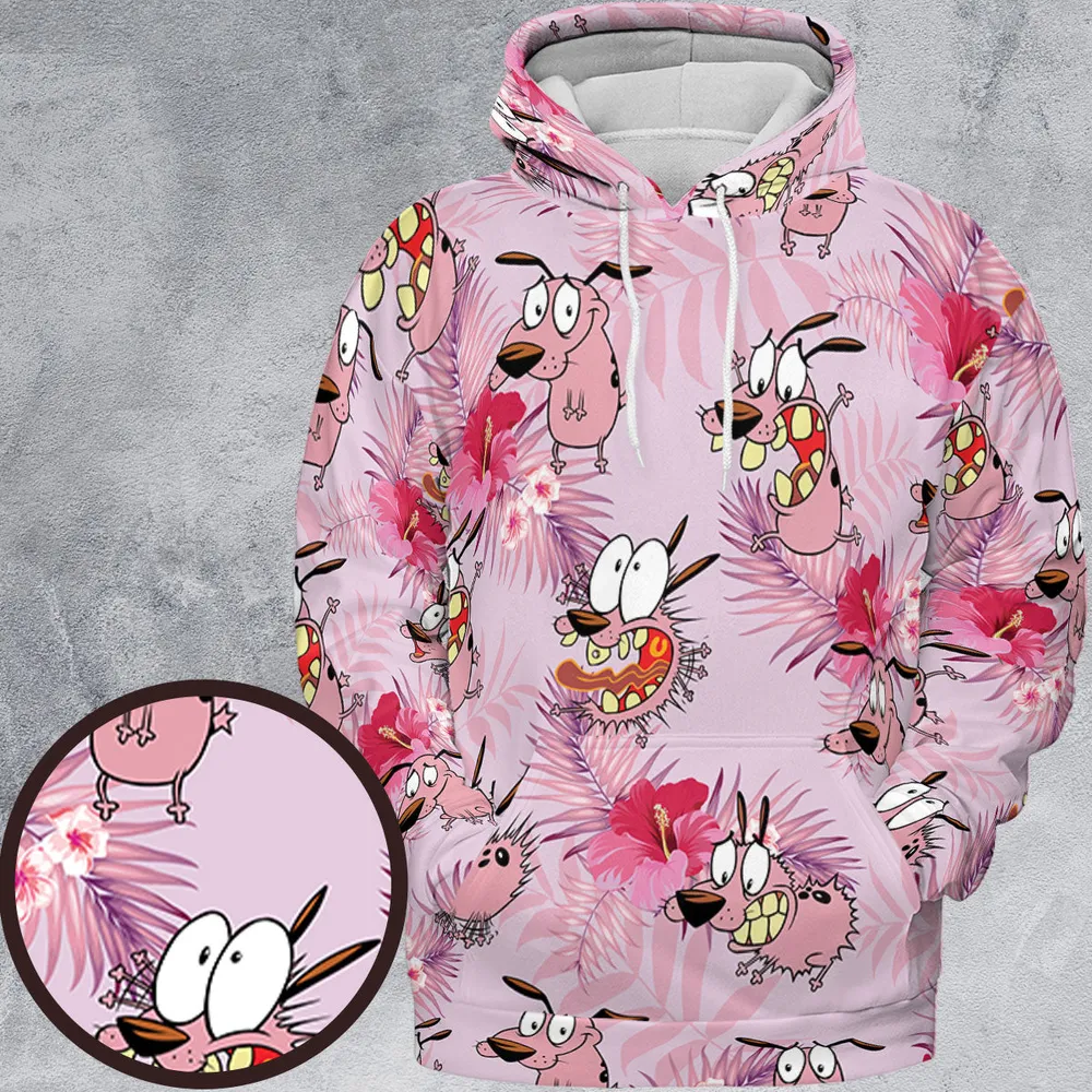 Courage the Cowardly Dog Floral Tropical All-over Print Hoodie - 2